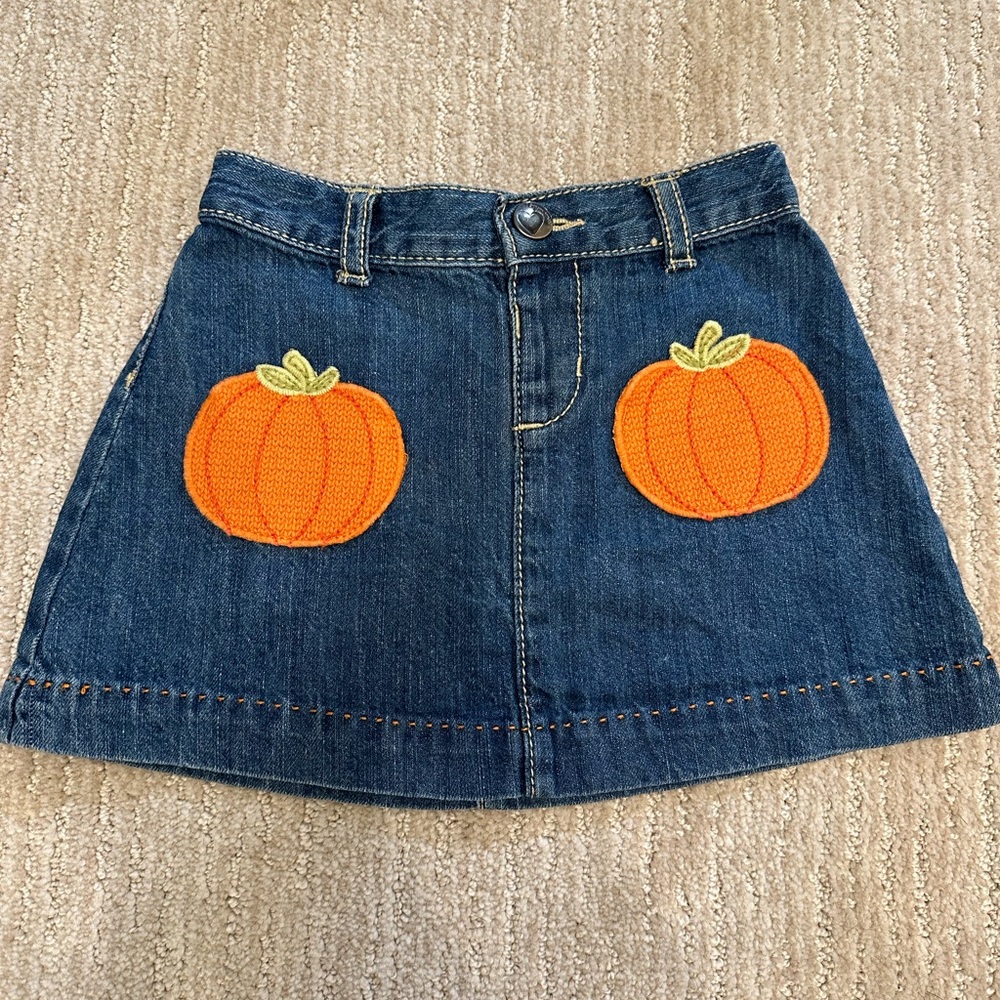 Adorable Gymboree Denim Skirt with Pumpkins